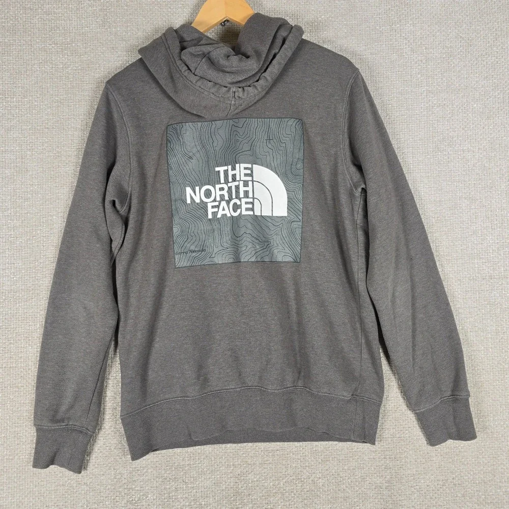 The North Face Mens Gray Topo Map Graphic Pullover Hoodie Size Small